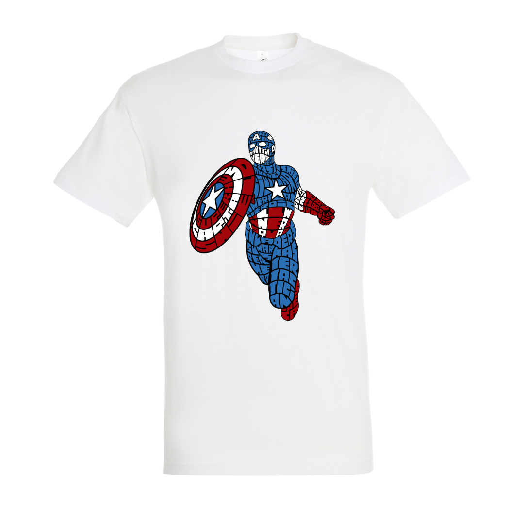 T-shirt με ψηφιδωτή σταμπα Typograhy Captain America