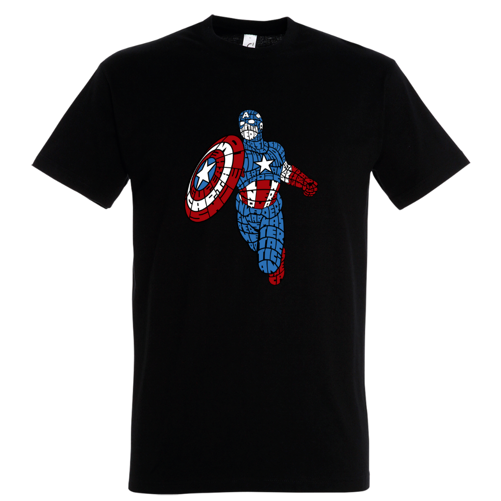 T-shirt με ψηφιδωτή σταμπα Typograhy Captain America