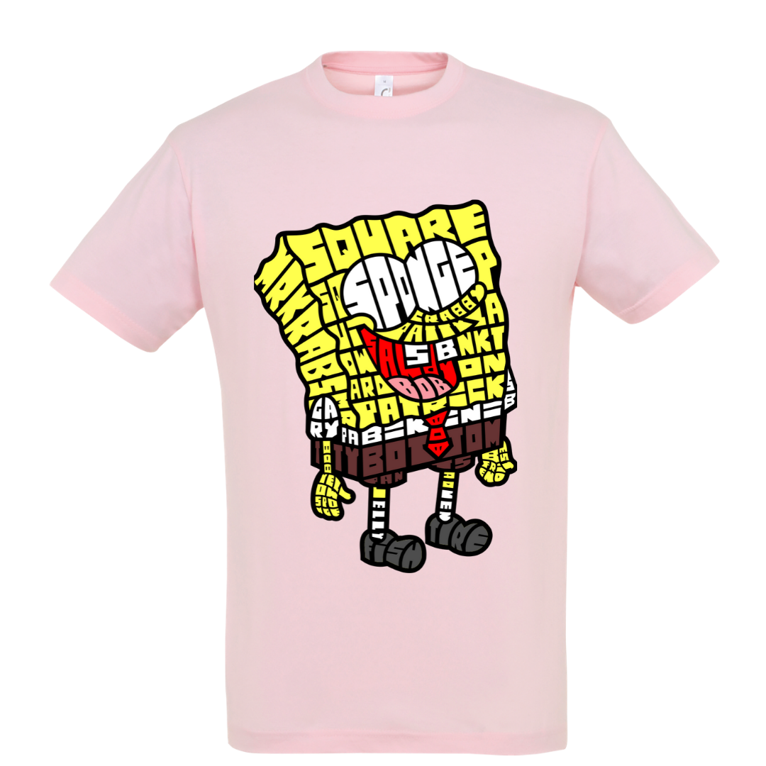 T-shirt με ψηφιδωτή σταμπα Typograhy Spongebob