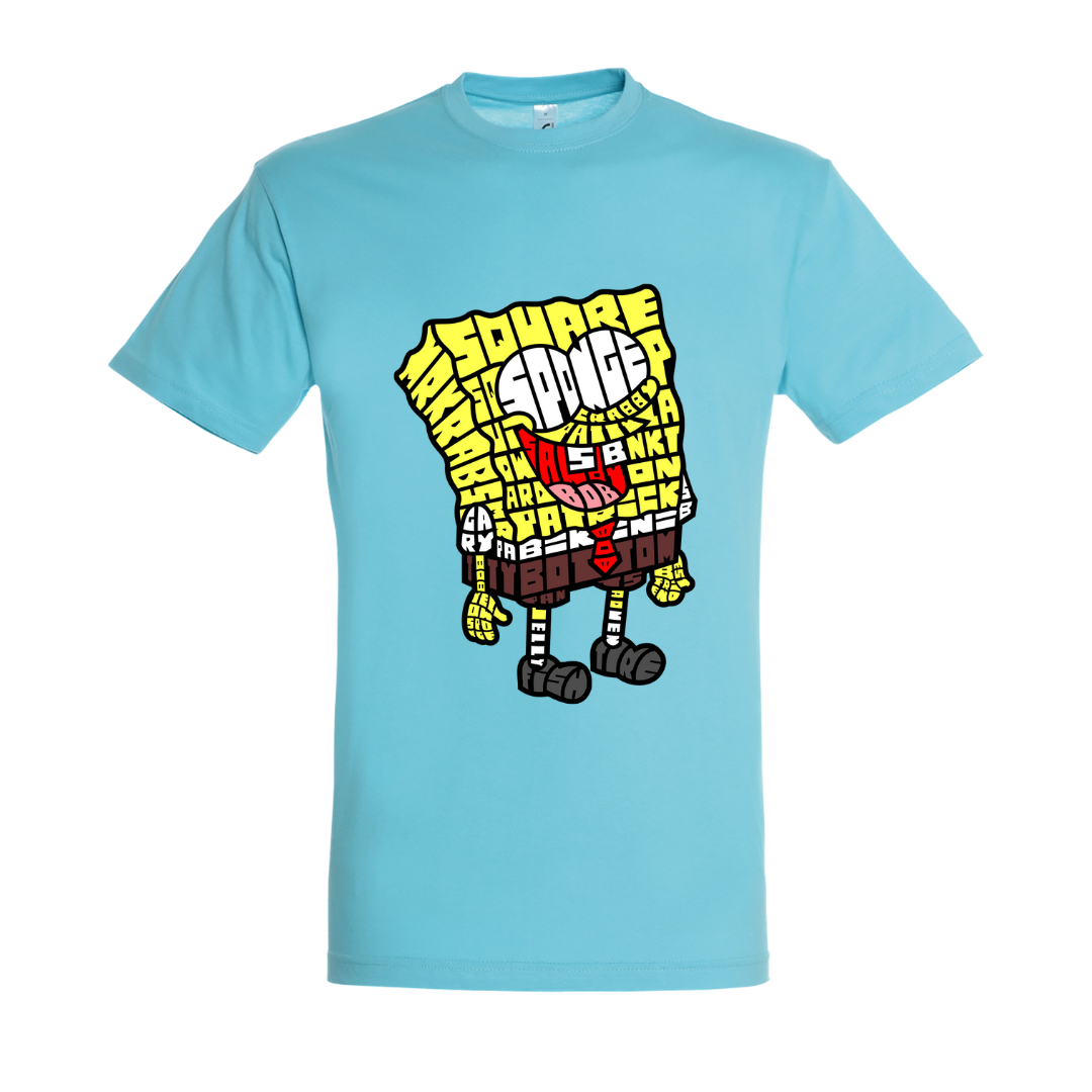 T-shirt με ψηφιδωτή σταμπα Typograhy Spongebob