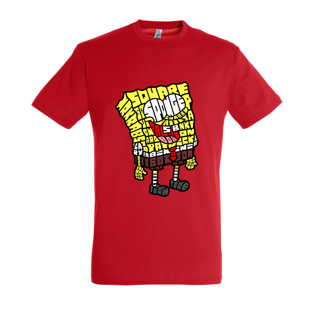 T-shirt με ψηφιδωτή σταμπα Typograhy Spongebob