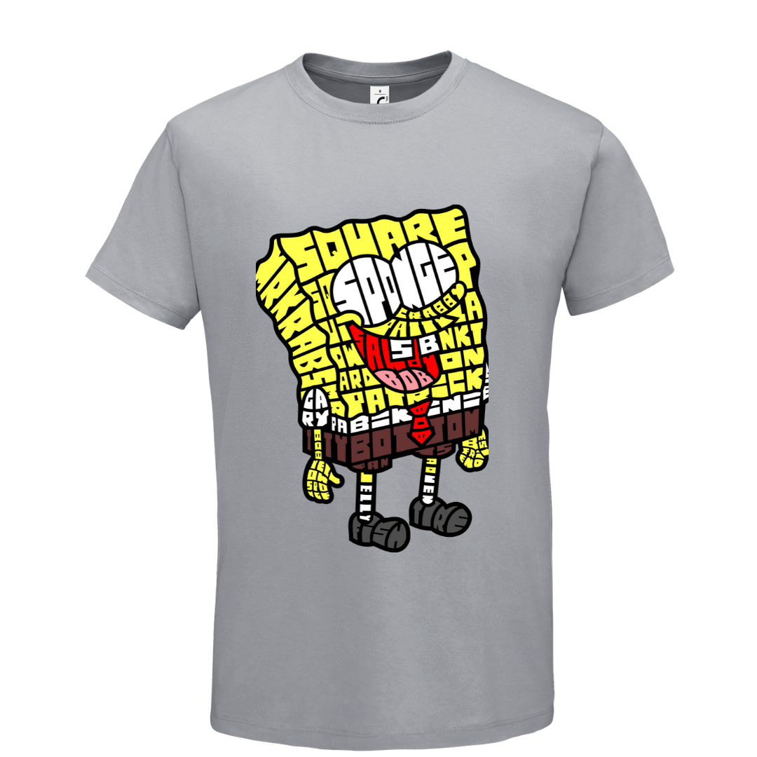 T-shirt με ψηφιδωτή σταμπα Typograhy Spongebob