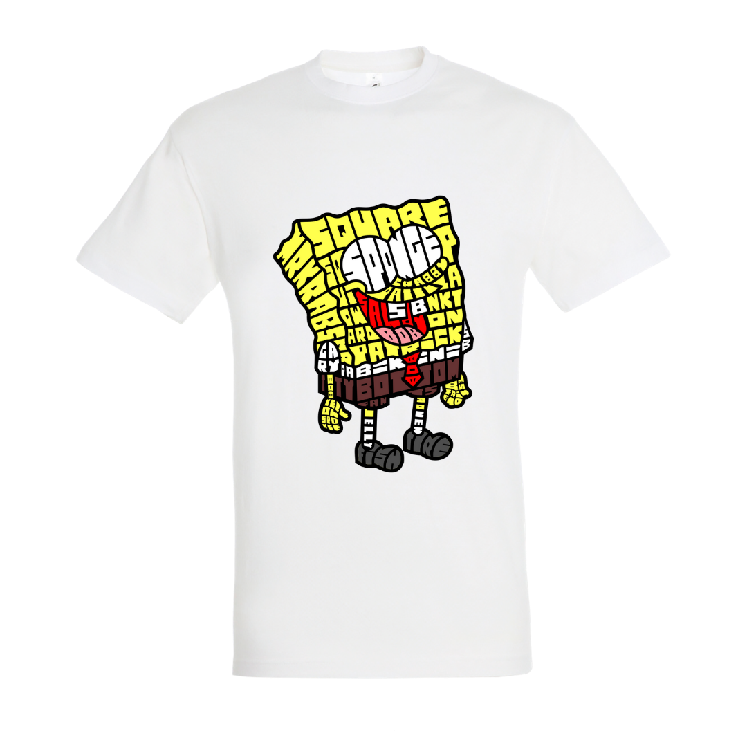 T-shirt με ψηφιδωτή σταμπα Typograhy Spongebob