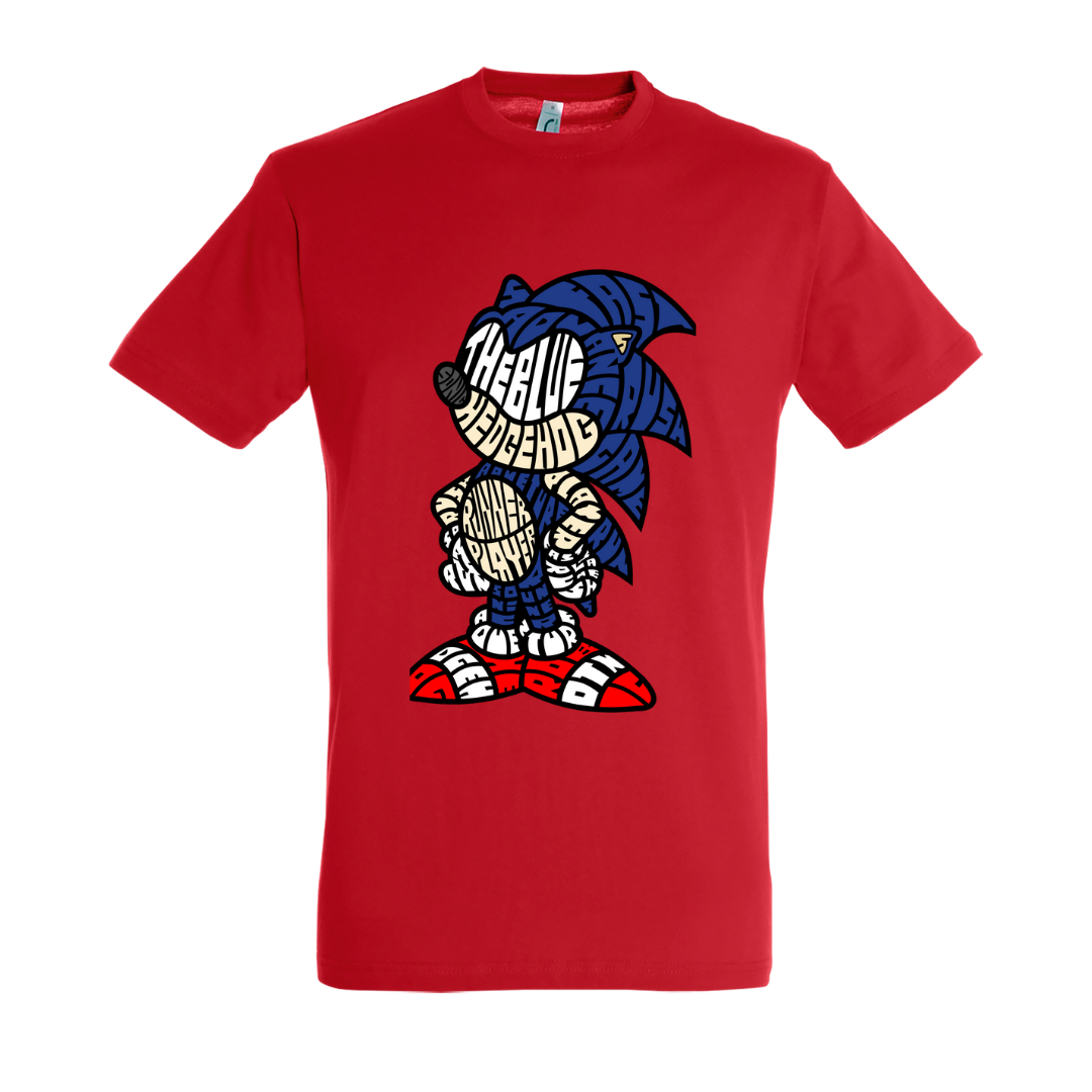 T-shirt με ψηφιδωτή σταμπα Typograhy Sonic