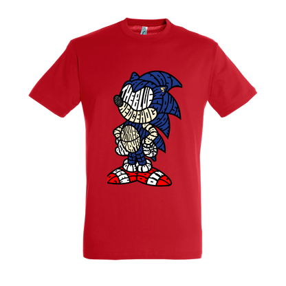 T-shirt με ψηφιδωτή σταμπα Typograhy Sonic