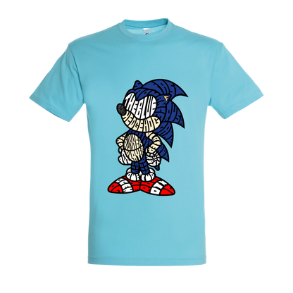 T-shirt με ψηφιδωτή σταμπα Typograhy Sonic