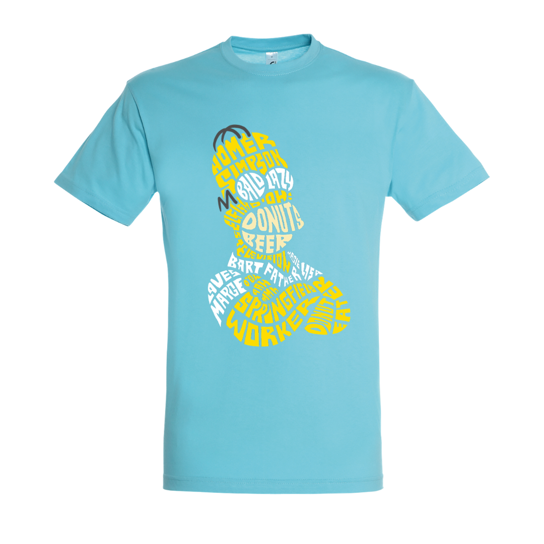 T-shirt με ψηφιδωτή σταμπα Typograhy Simpson Homer