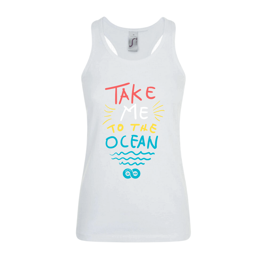 Τshirt Αμάνικο Γυναικειο Λευκό Summer Take me to the ocean