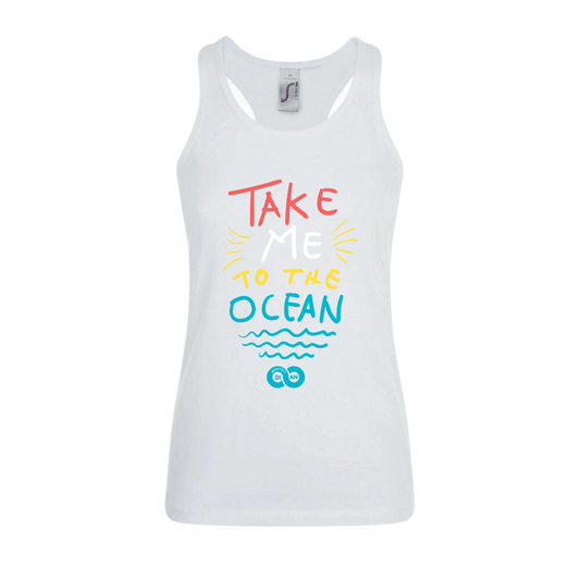 Τshirt Αμάνικο Γυναικειο Λευκό Summer Take me to the ocean