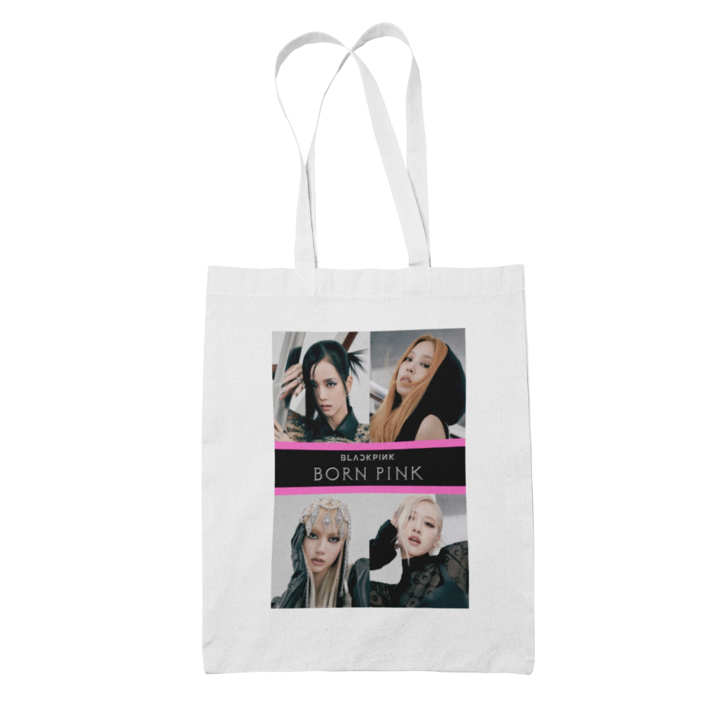 Black Pink Born Pink Tote bag τσάντα λευκή