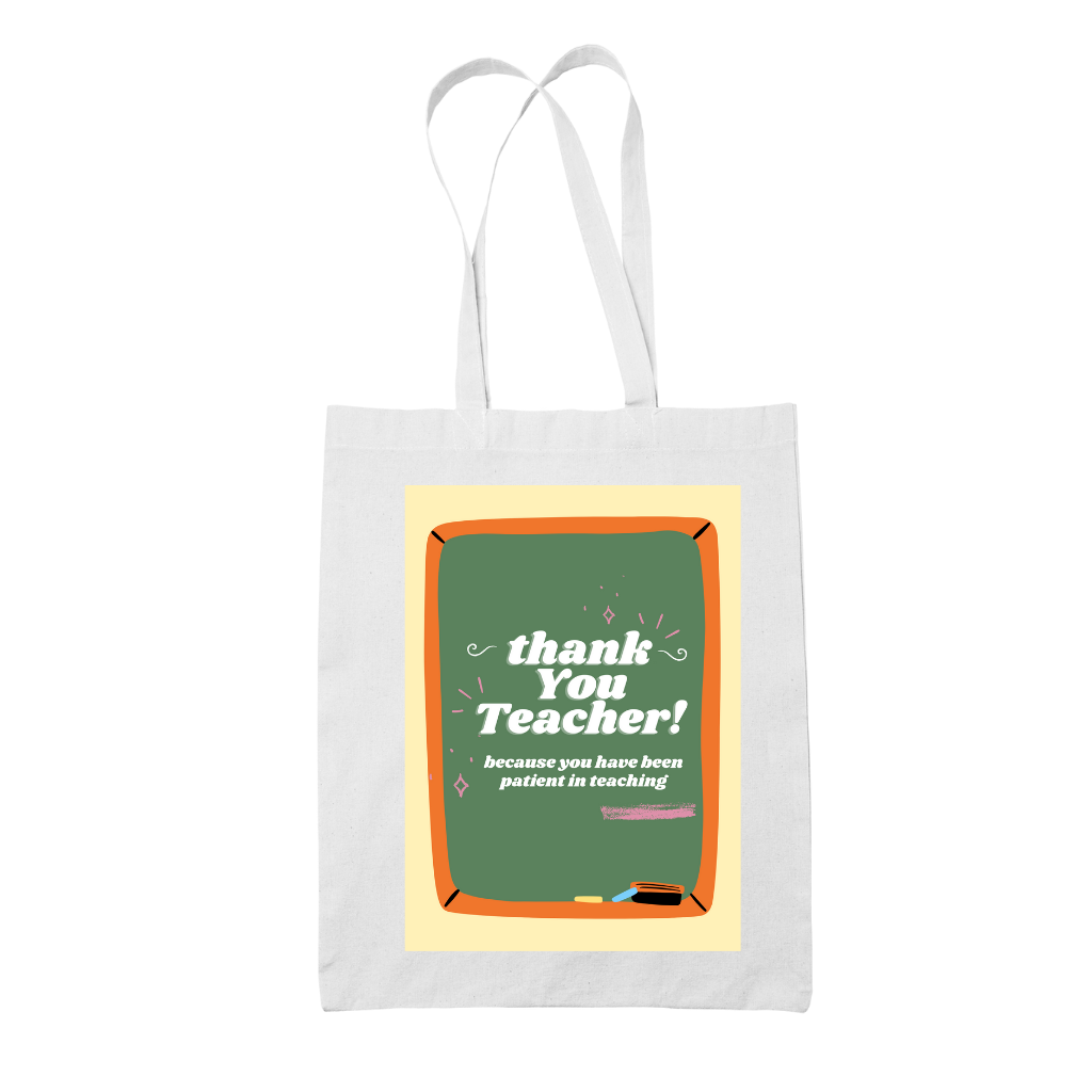 Tote bag τσάντα λευκή για δασκάλες "Thank you teacher"