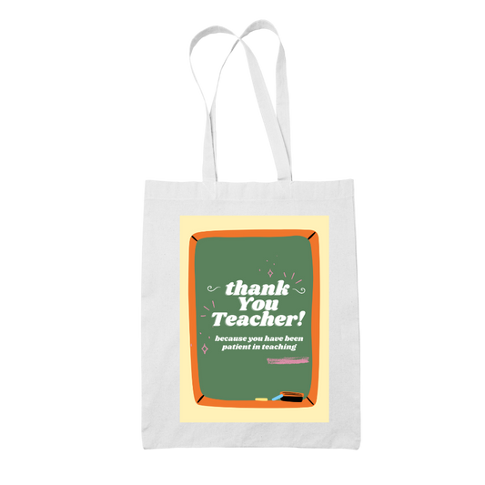 Tote bag τσάντα λευκή για δασκάλες "Thank you teacher"