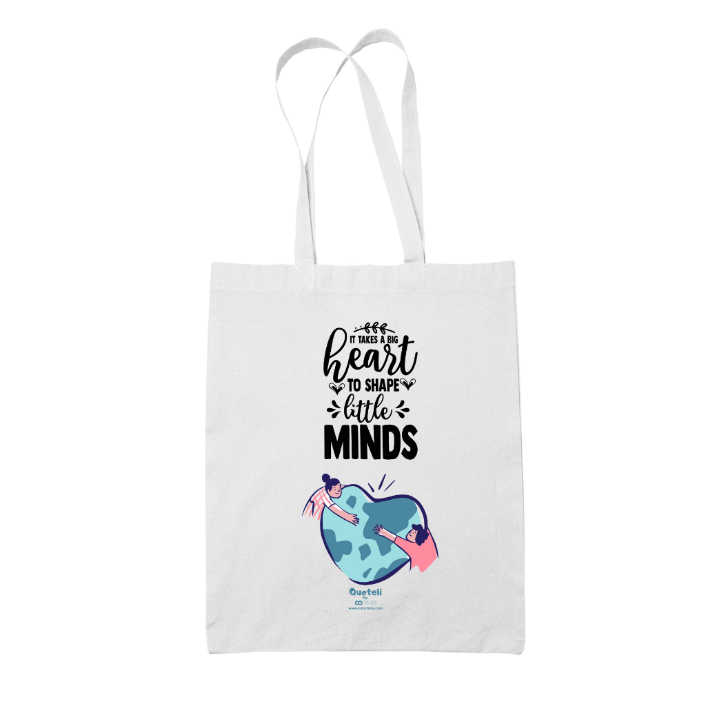 Tote bag τσάντα λευκή για δασκάλες "Heart - Minds"