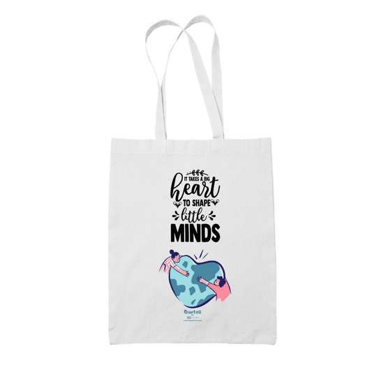 Tote bag τσάντα λευκή για δασκάλες "Heart - Minds"