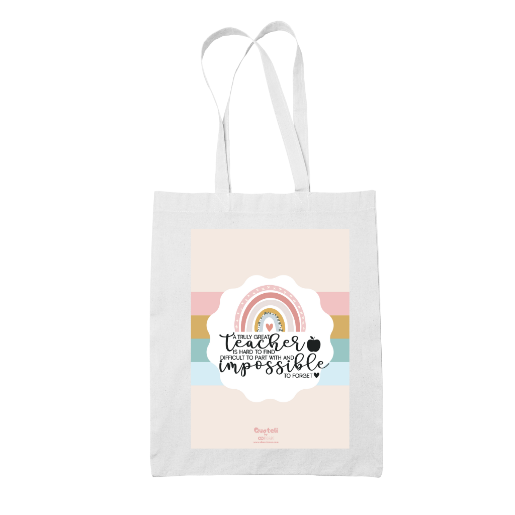 Tote bag τσάντα λευκή για δασκάλες "A truly great teacher"