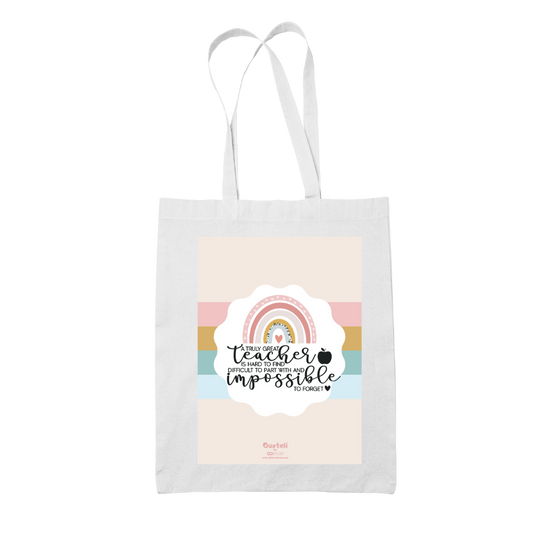 Tote bag τσάντα λευκή για δασκάλες "A truly great teacher"