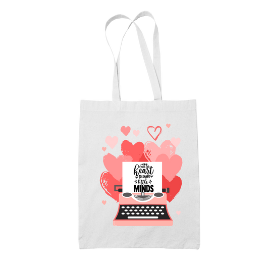 Tote bag τσάντα λευκή για δασκάλες "Heart-Minds"