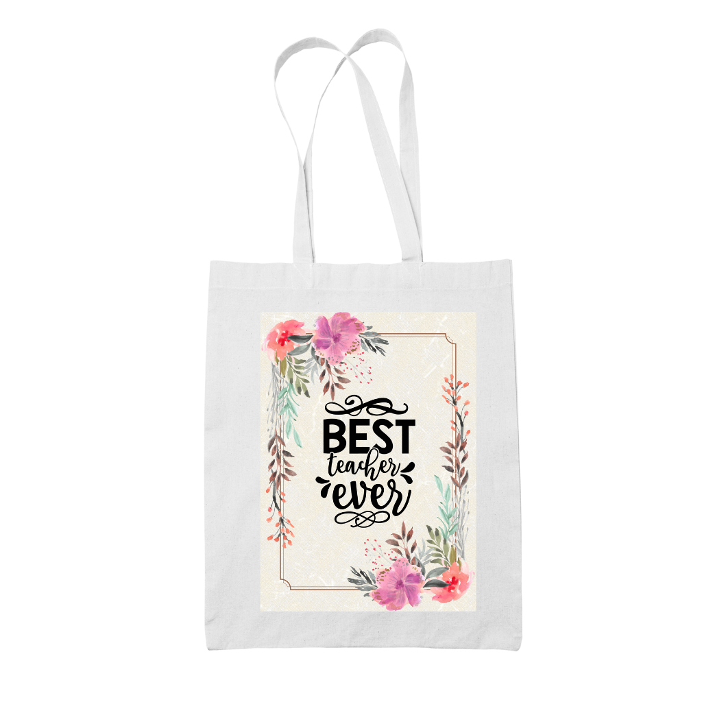 Tote bag τσάντα λευκή για δασκάλες "Eat Teach Sleep Repeat"