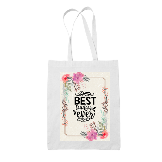 Tote bag τσάντα λευκή για δασκάλες "Eat Teach Sleep Repeat"