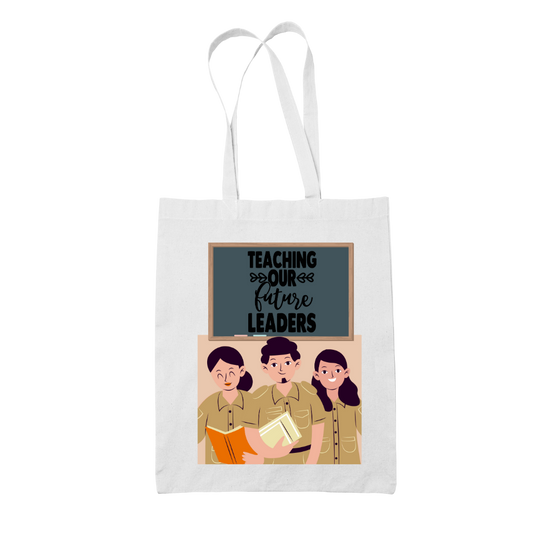 Tote bag τσάντα λευκή για δασκάλες "Teaching our futire leaders"