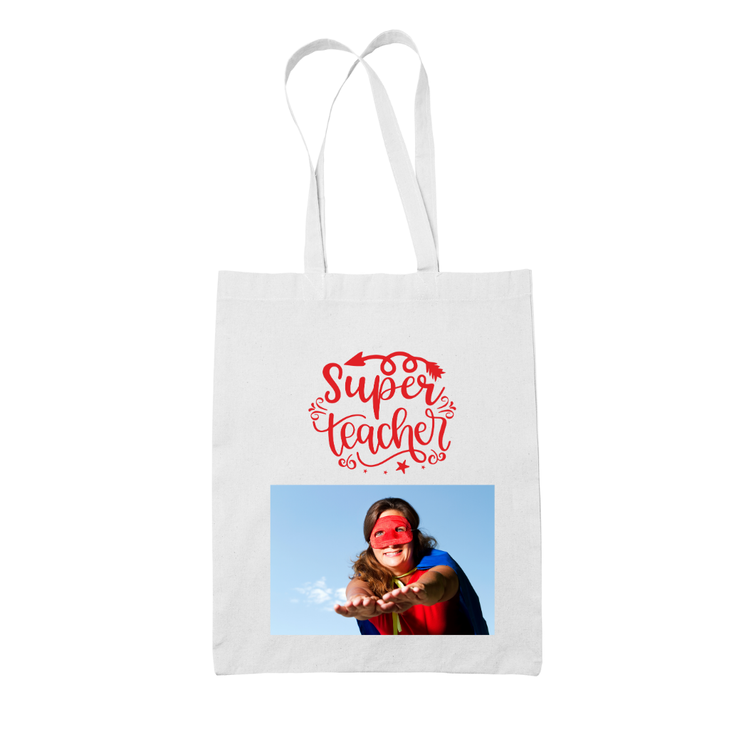 Tote bag τσάντα λευκή για δασκάλες "Superwoman TEacher"