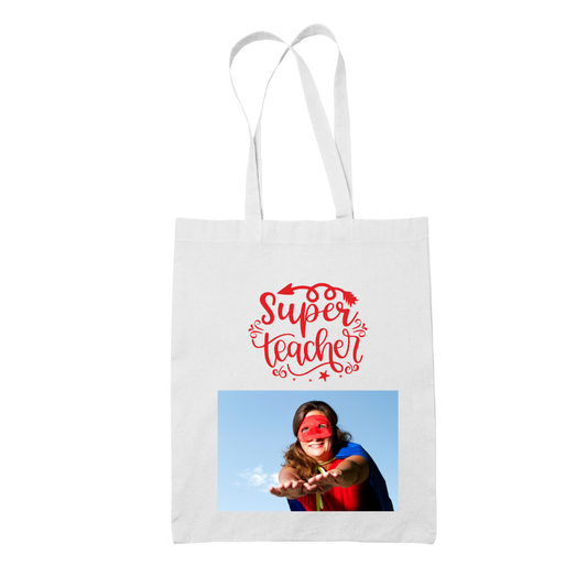 Tote bag τσάντα λευκή για δασκάλες "Superwoman TEacher"