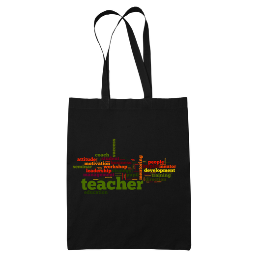 Tote bag τσάντα μάυρη πάνινη βαμβακερή για δασκάλες "Teacher motivation"