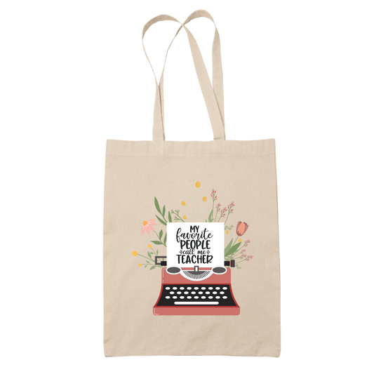 Tote bag τσάντα μπεζ βαμβακέρη πάνινη για δασκάλες "My Favorite People call me Teacher"