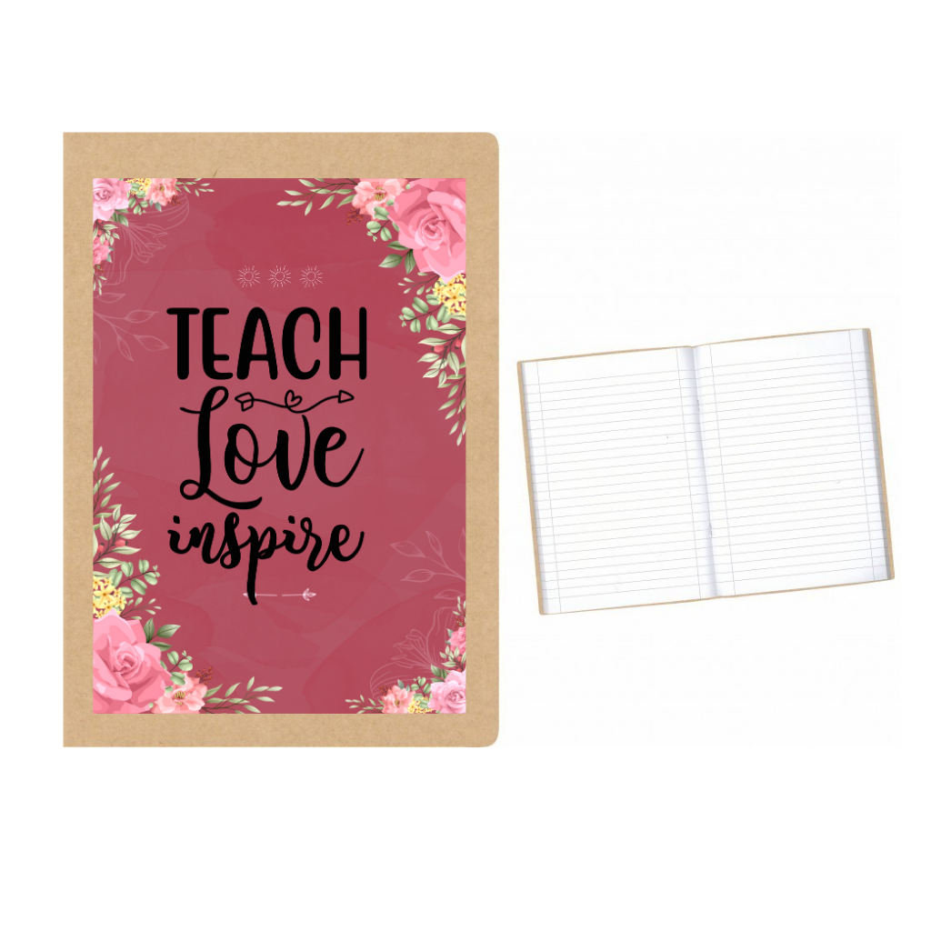 Τετράδιο απλό για δασκάλες "Teach Love Inspire Floral Pink"