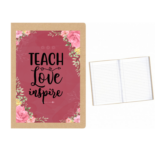 Τετράδιο απλό για δασκάλες "Teach Love Inspire Floral Pink"