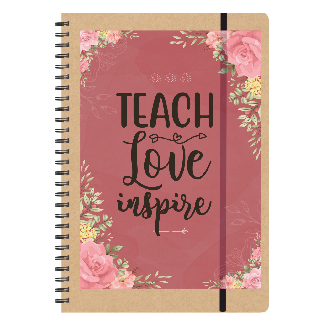 Τετράδιο σπιράλ για δασκάλες "Teach Love Inspire Floral Pink"