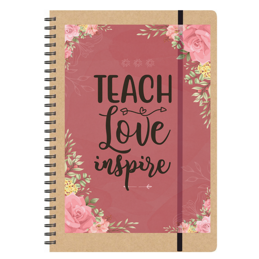 Τετράδιο σπιράλ για δασκάλες "Teach Love Inspire Floral Pink"