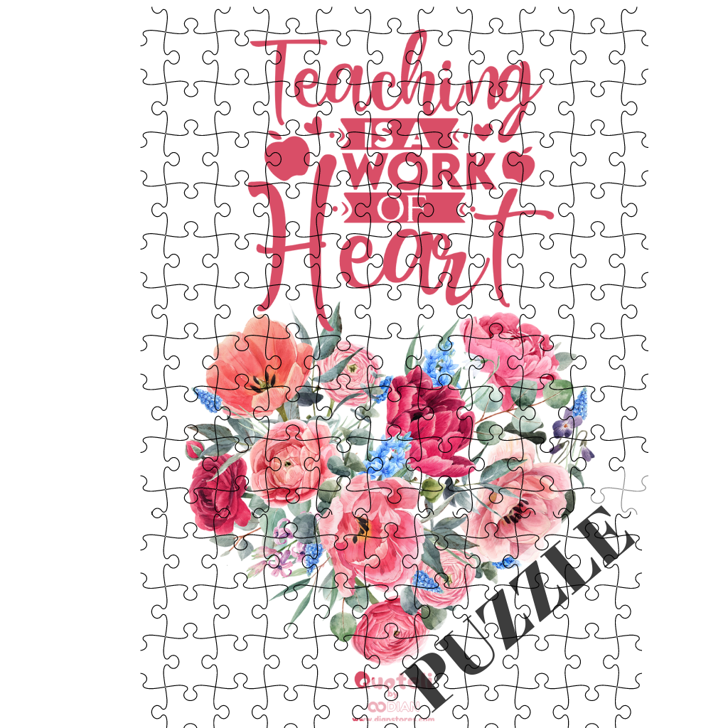 Πάζλ Α4 70τεμ για δασκάλες "Teaching is a work of Heart Floral"