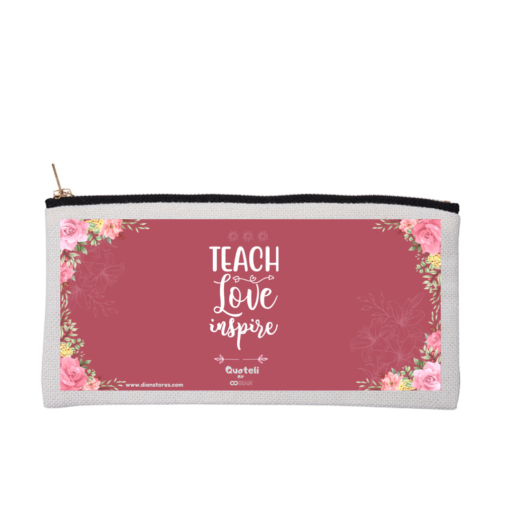 Κασετίνα για δασκάλες "Teach Love Inspire Floral Pink"