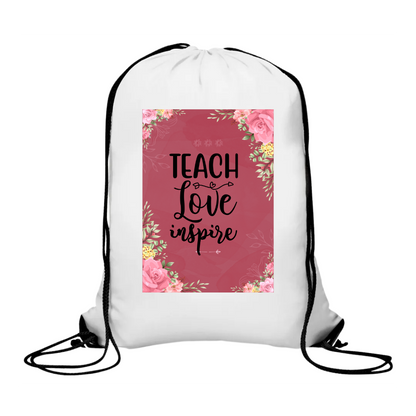 Στάμπα για δασκάλες "Teach Love Inspire Floral Pink" σε προϊον της επιλογής σας (505-20131)