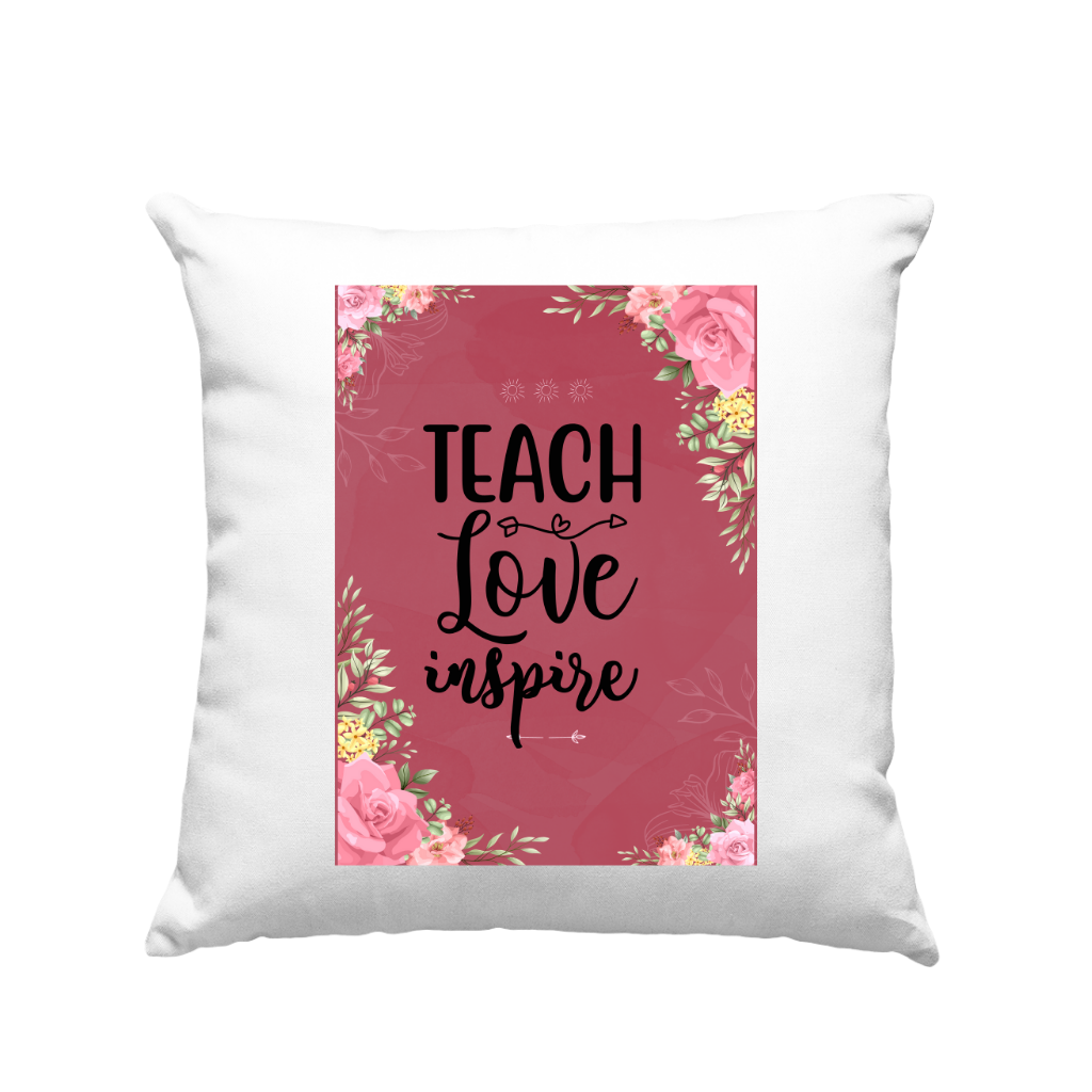 Μαξιλάρι 30cm για δασκάλες "Teach Love Inspire Floral Pink"