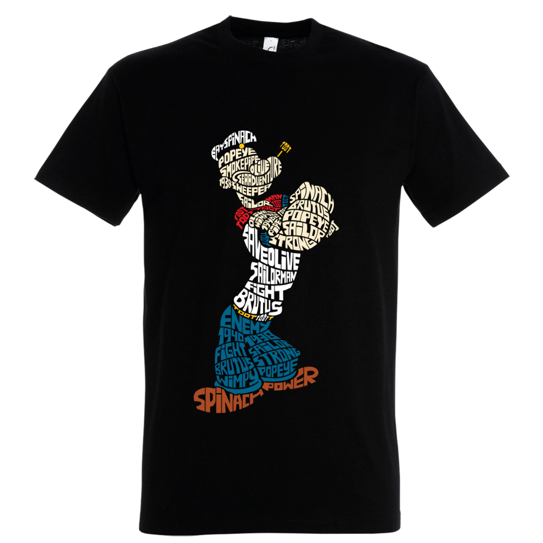 T-shirt με ψηφιδωτή σταμπα Typograhy Popeye