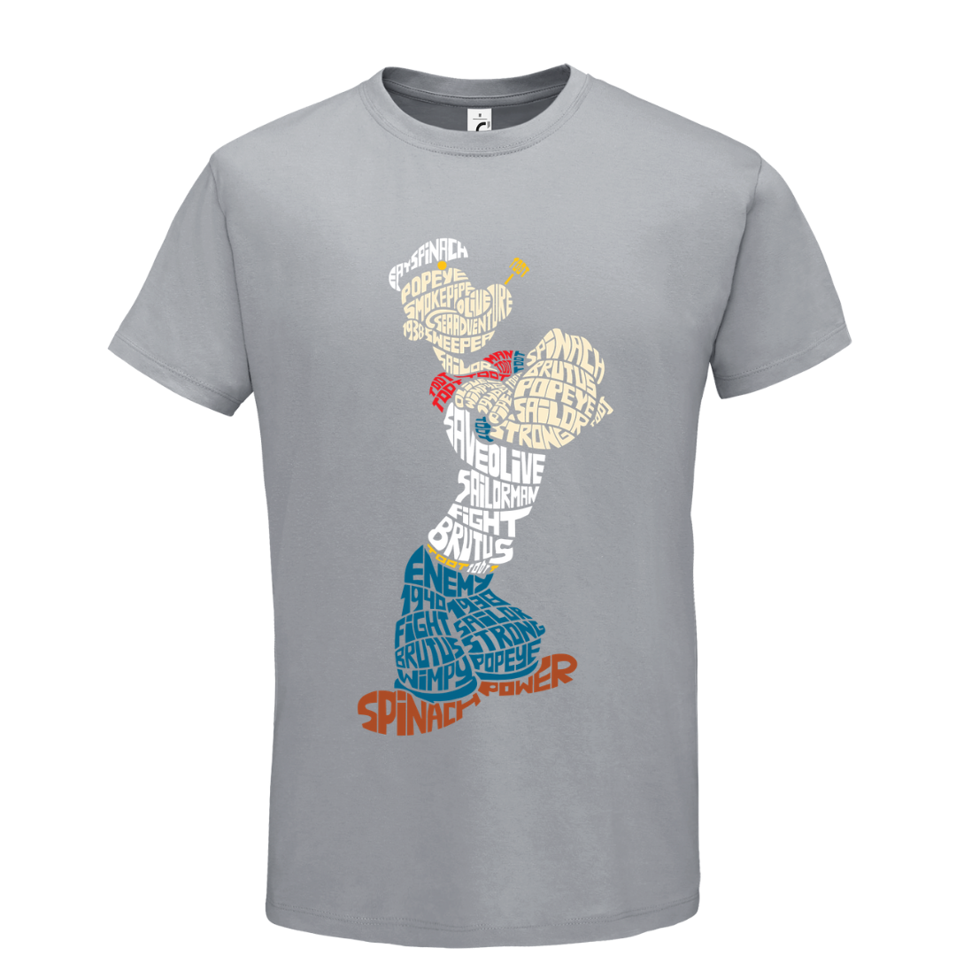 T-shirt με ψηφιδωτή σταμπα Typograhy Popeye