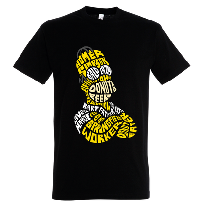 T-shirt με ψηφιδωτή σταμπα Typograhy Simpson Homer