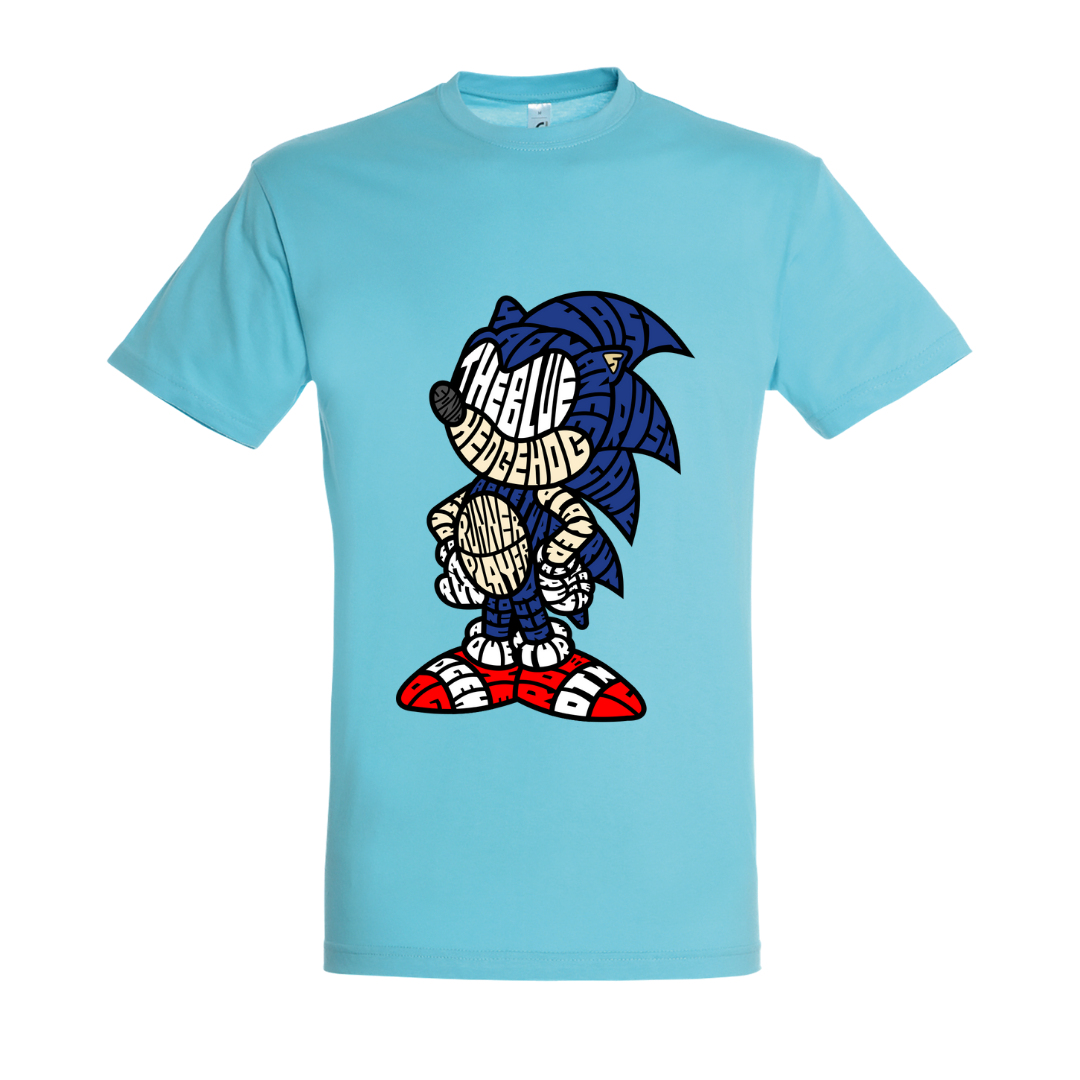 T-shirt με ψηφιδωτή σταμπα Typograhy Sonic