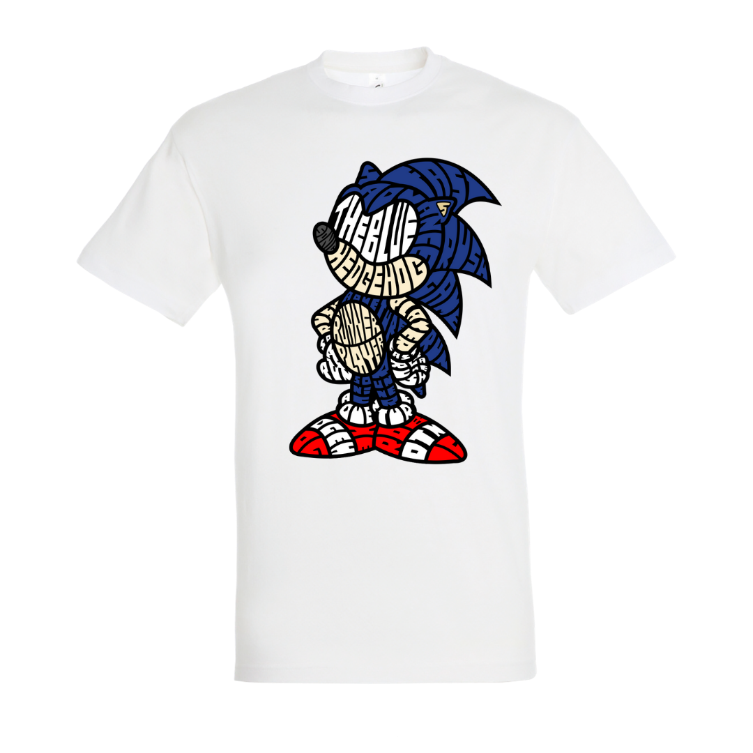 T-shirt με ψηφιδωτή σταμπα Typograhy Sonic