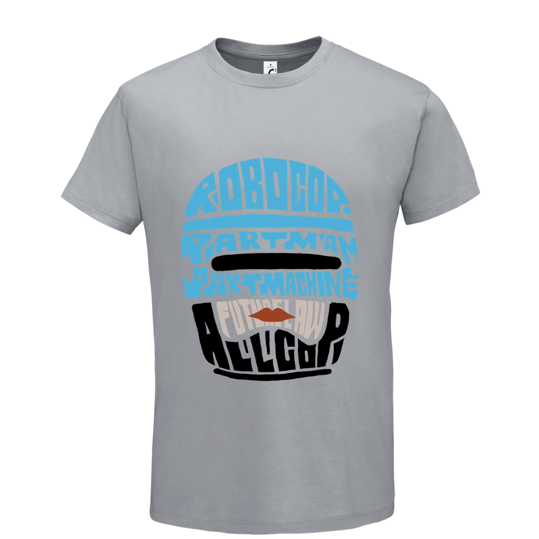 T-shirt με ψηφιδωτή σταμπα Typograhy robocop